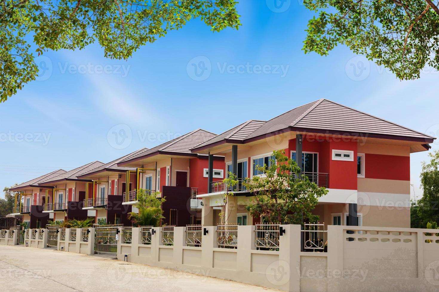 New home and modern residential with house development construction in suburb Thailand. photo