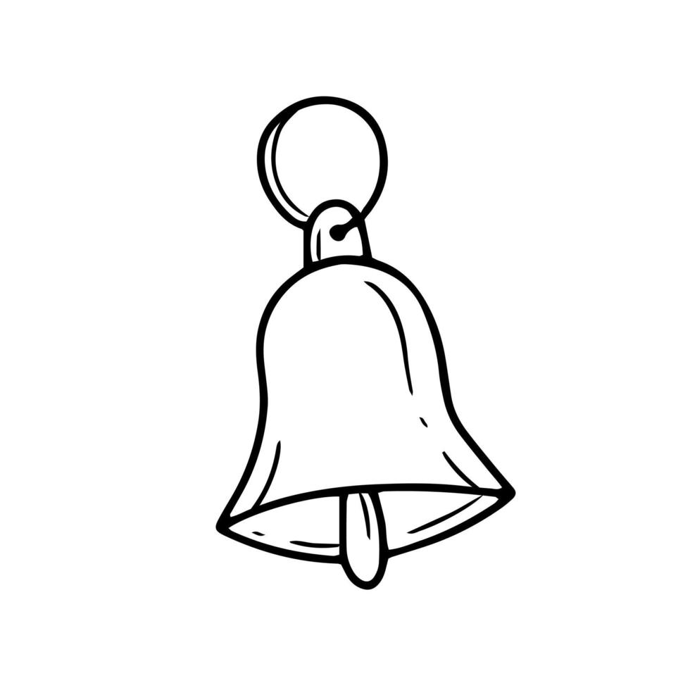 A bell in a simple linear doodle style. Vector isolated illustration.