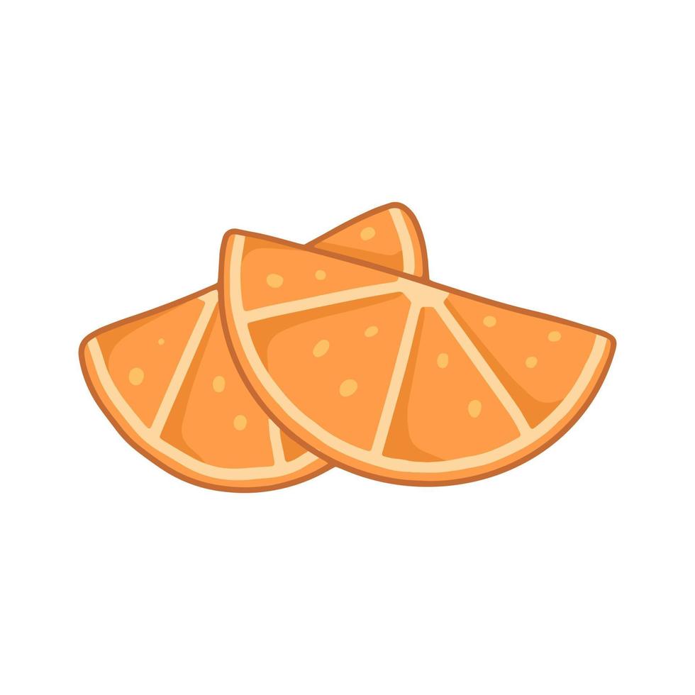 Two slices of orange in cartoon style. Vector isolated illustration.
