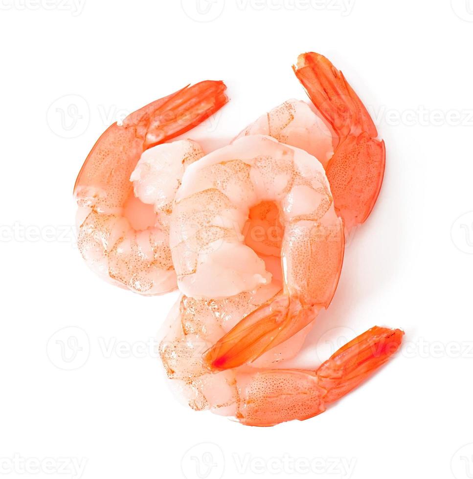 Two tail of shrimp with fresh lemon and rosemary on the white photo