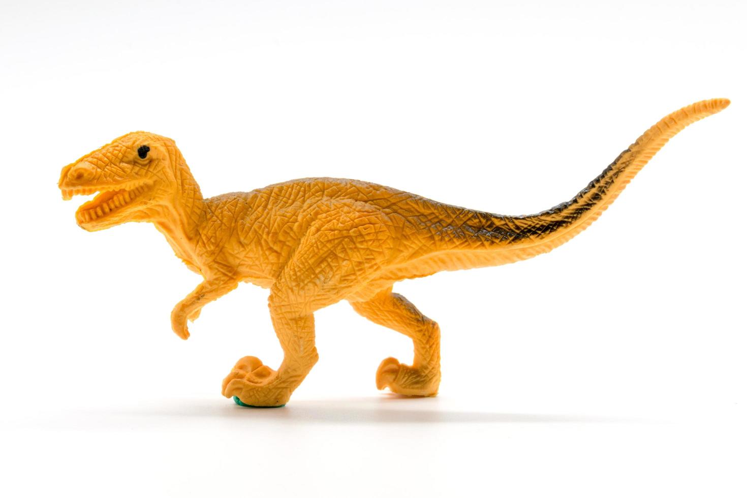 Velociraptor toy model on white background photo