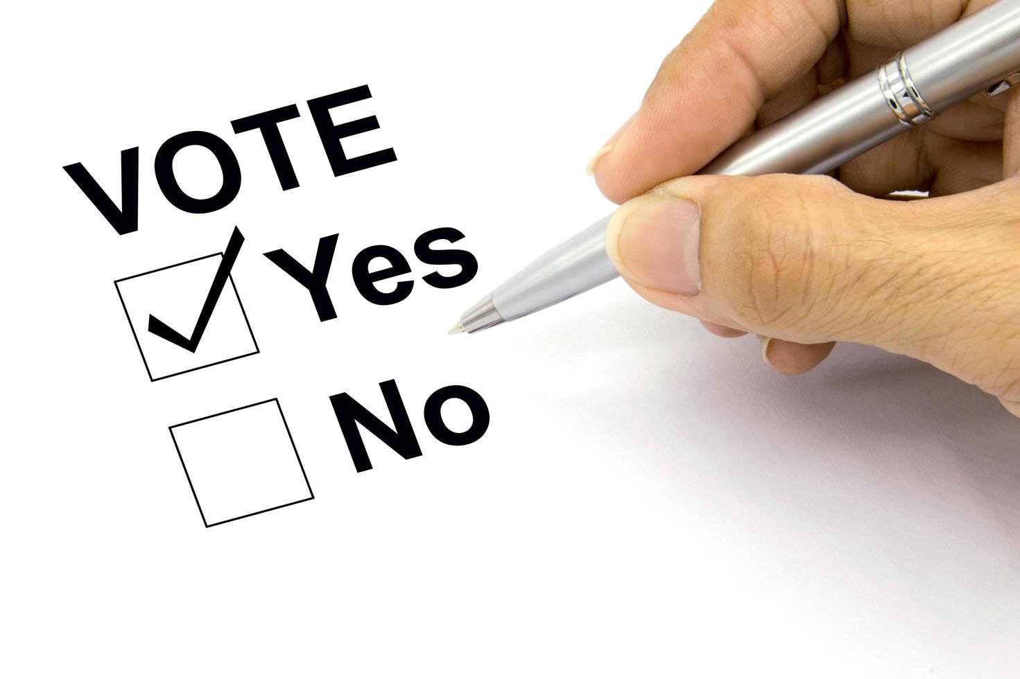 Man Voting yes check-box photo