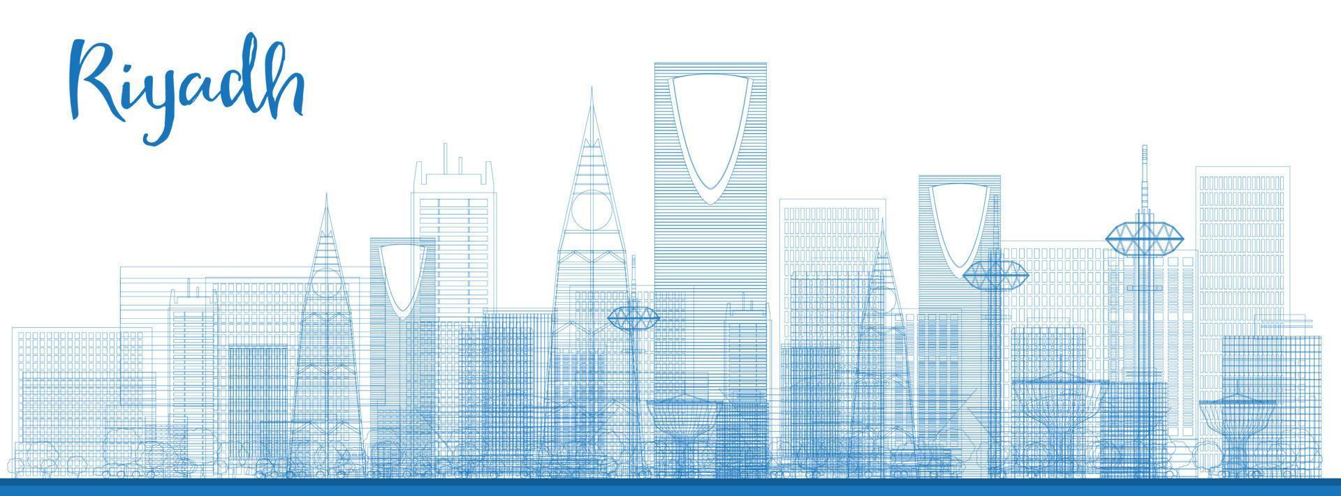 Outline Riyadh skyline with blue buildings. vector