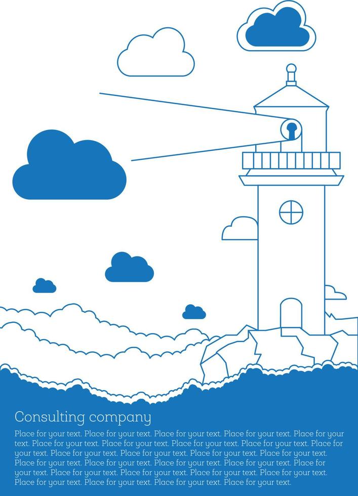Lighthouse and sea with clouds vector