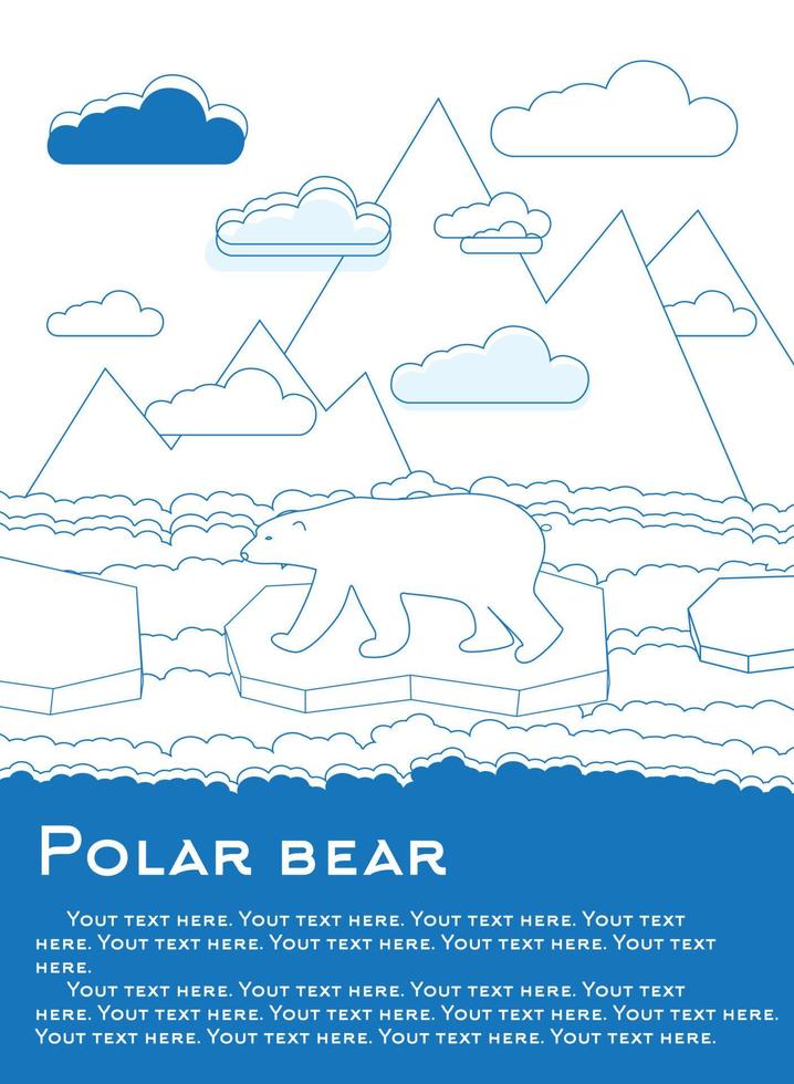 Polar bear on an ice floe Possible result of global warming. vector