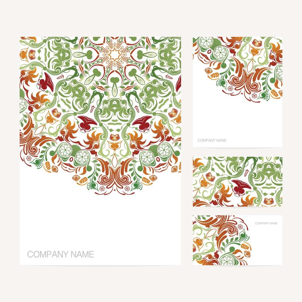 Set of business card and invitation card templates with floral ornament. vector