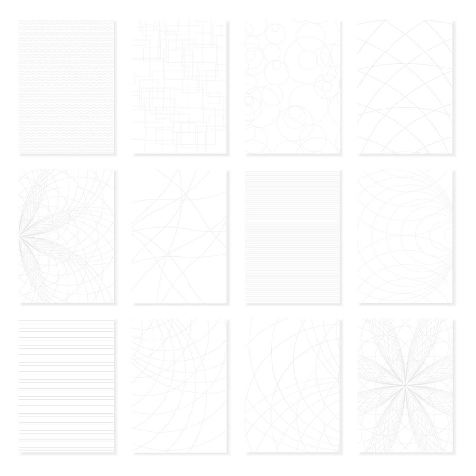 Set of geometric patterns for business document or paper. vector