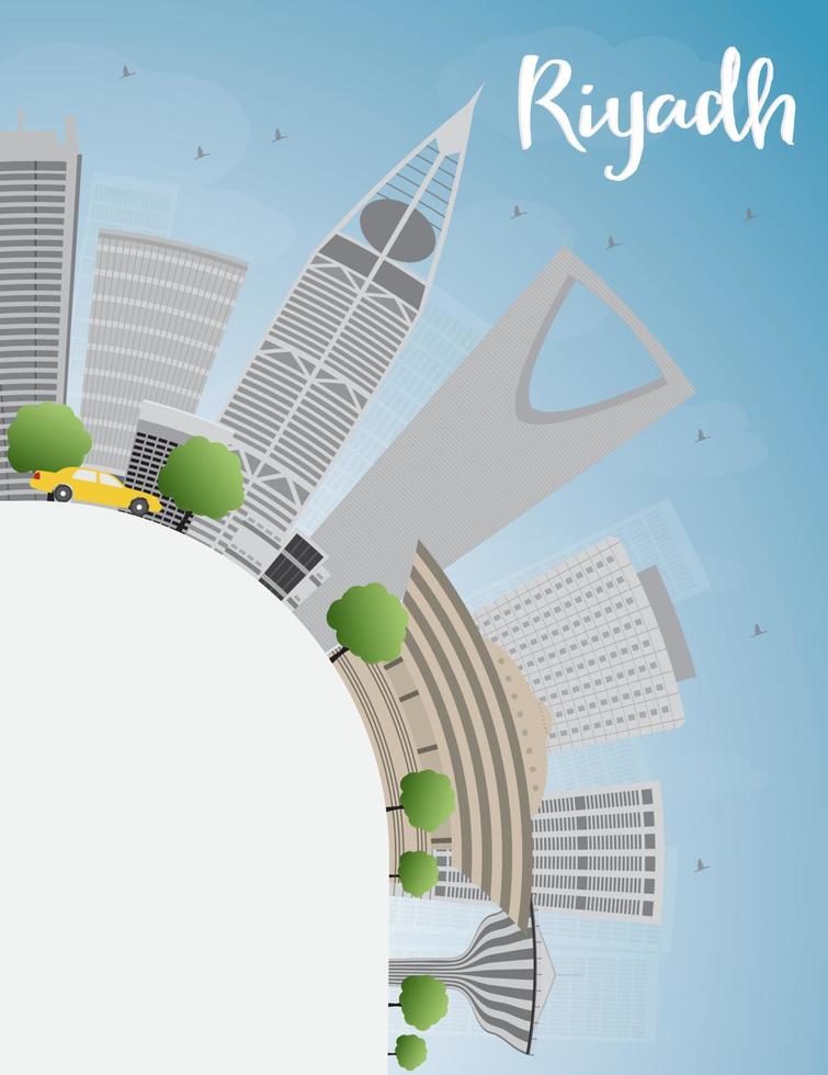 Riyadh skyline with grey buildings and blue sky vector