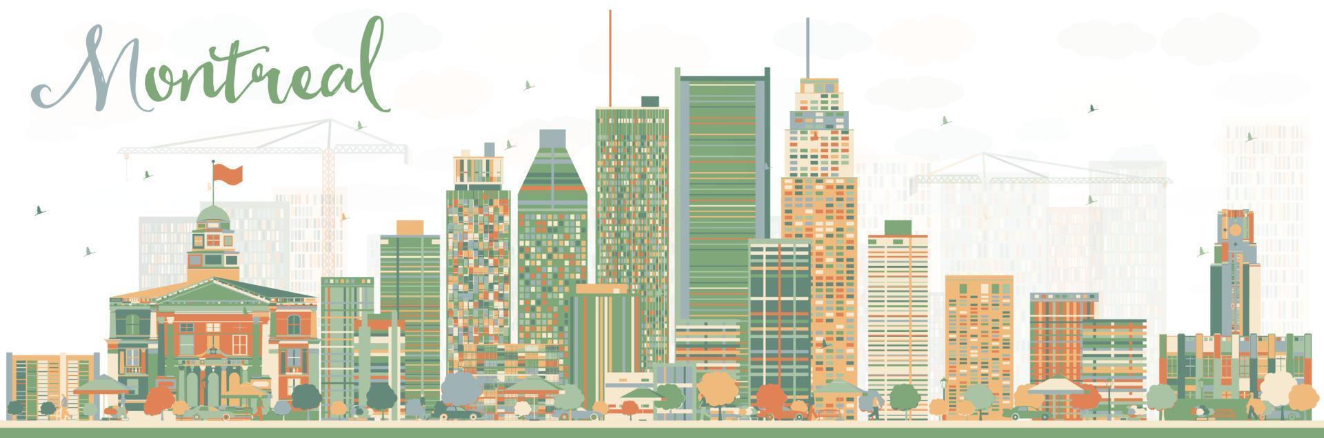 Abstract Montreal skyline with color buildings. vector