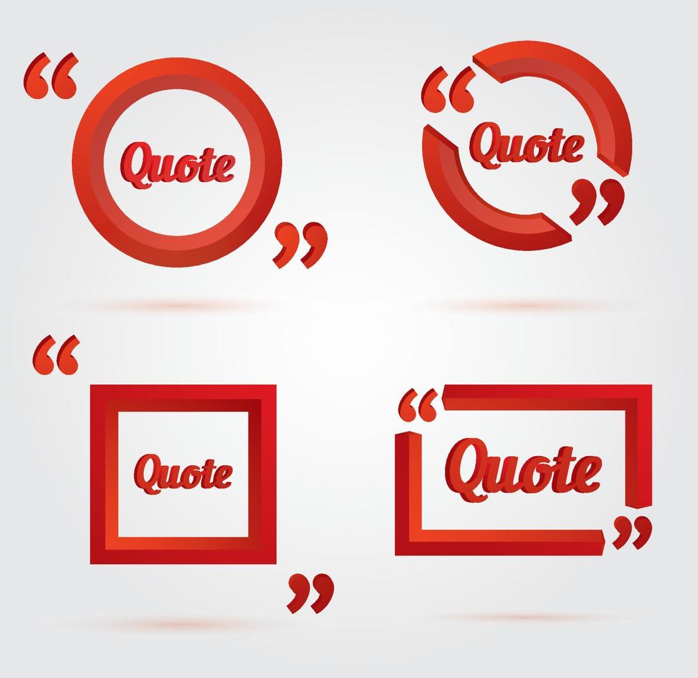 Set of Quote template with 3d form. vector