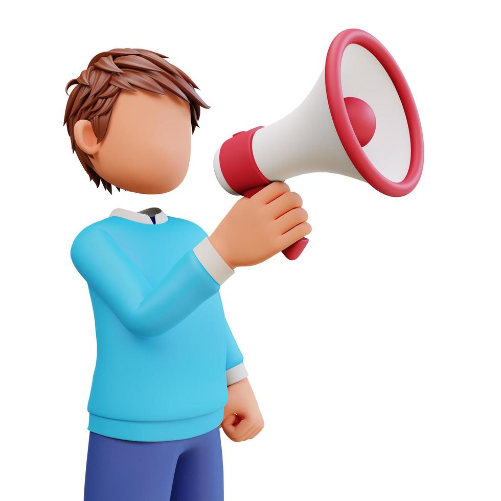 cute boy with megaphone photo