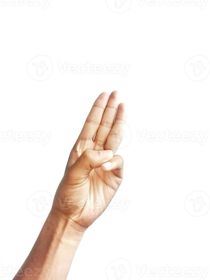 Close-up of hands showing gestures on textured background. photo