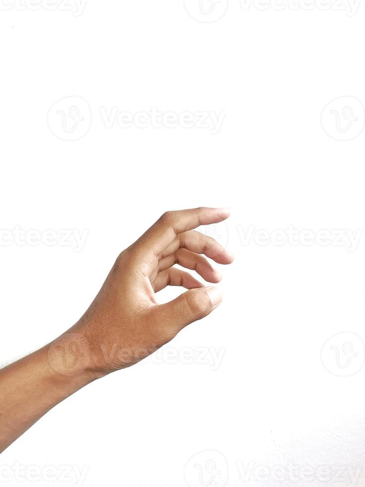 Close-up of hands showing gestures on textured background. photo