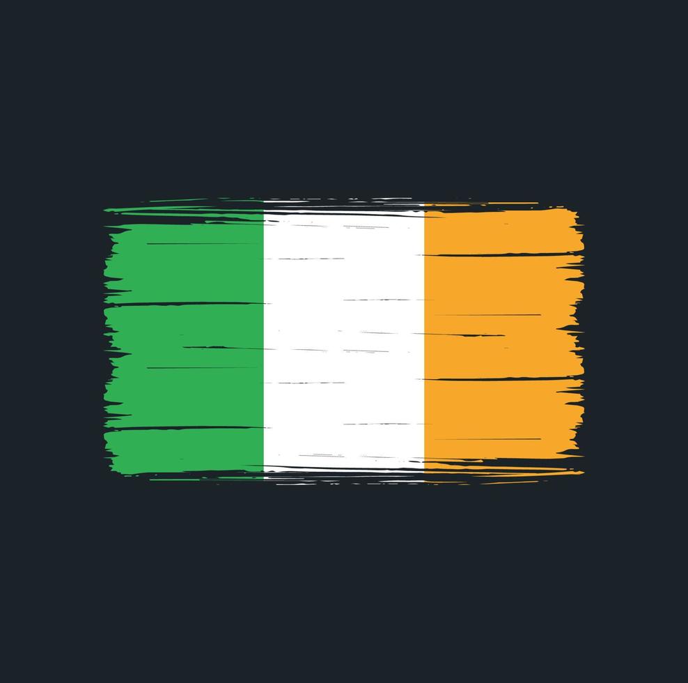 trazos de pincel de la bandera de irlanda. bandera nacional vector