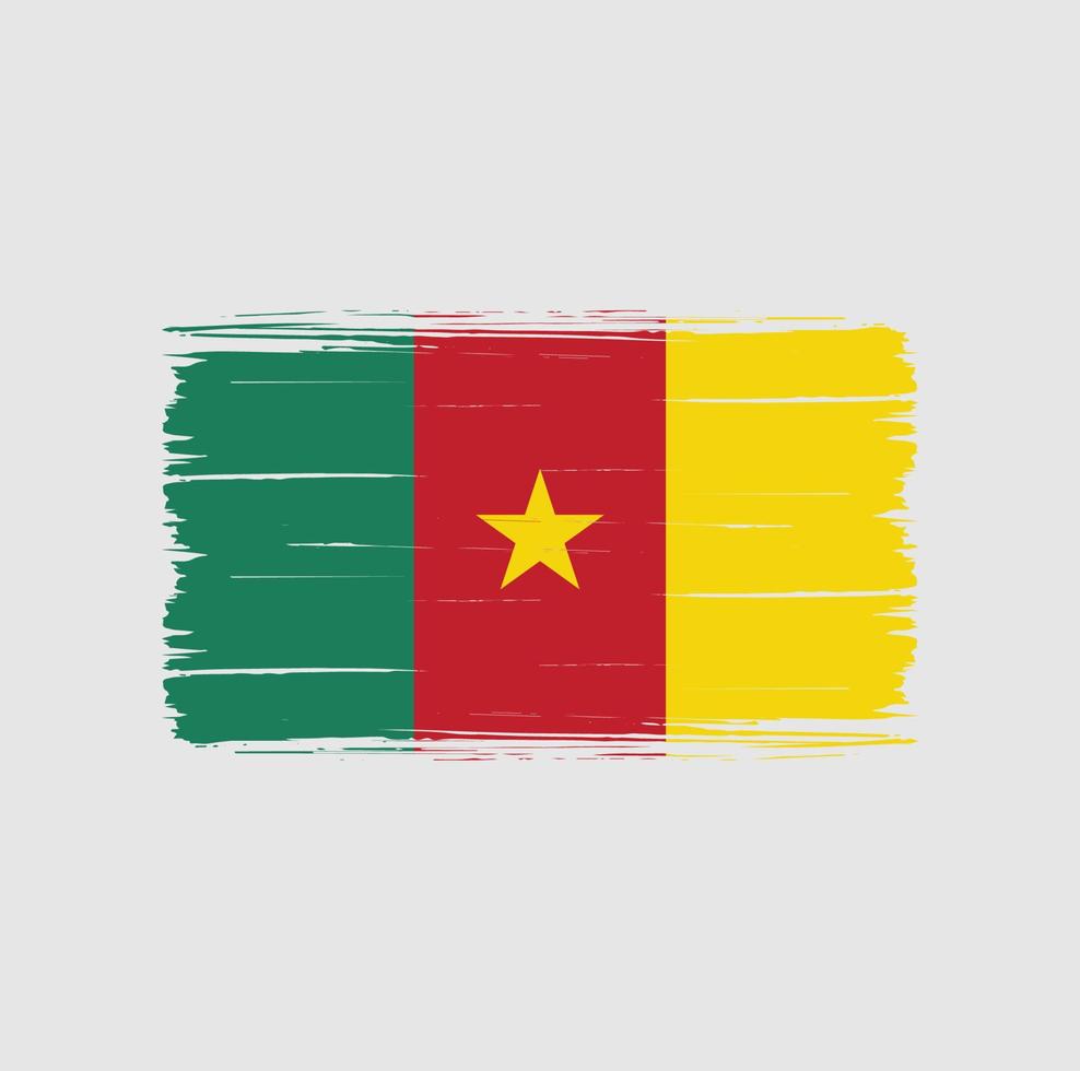 Cameroon Flag Brush Strokes. National Flag vector