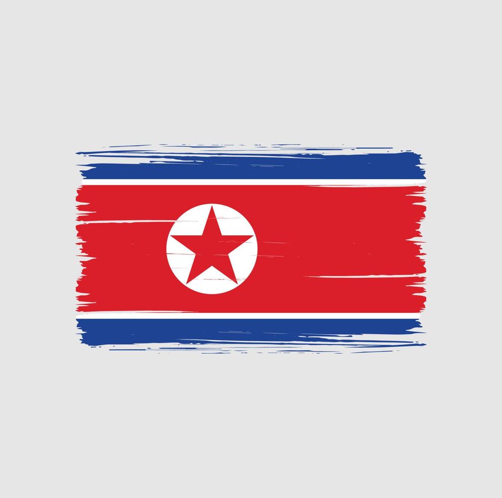 trazos de pincel de bandera de corea del norte. bandera nacional vector