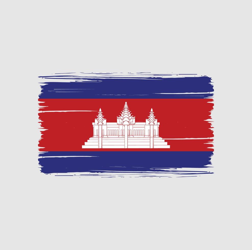 trazos de pincel de la bandera de camboya. bandera nacional vector