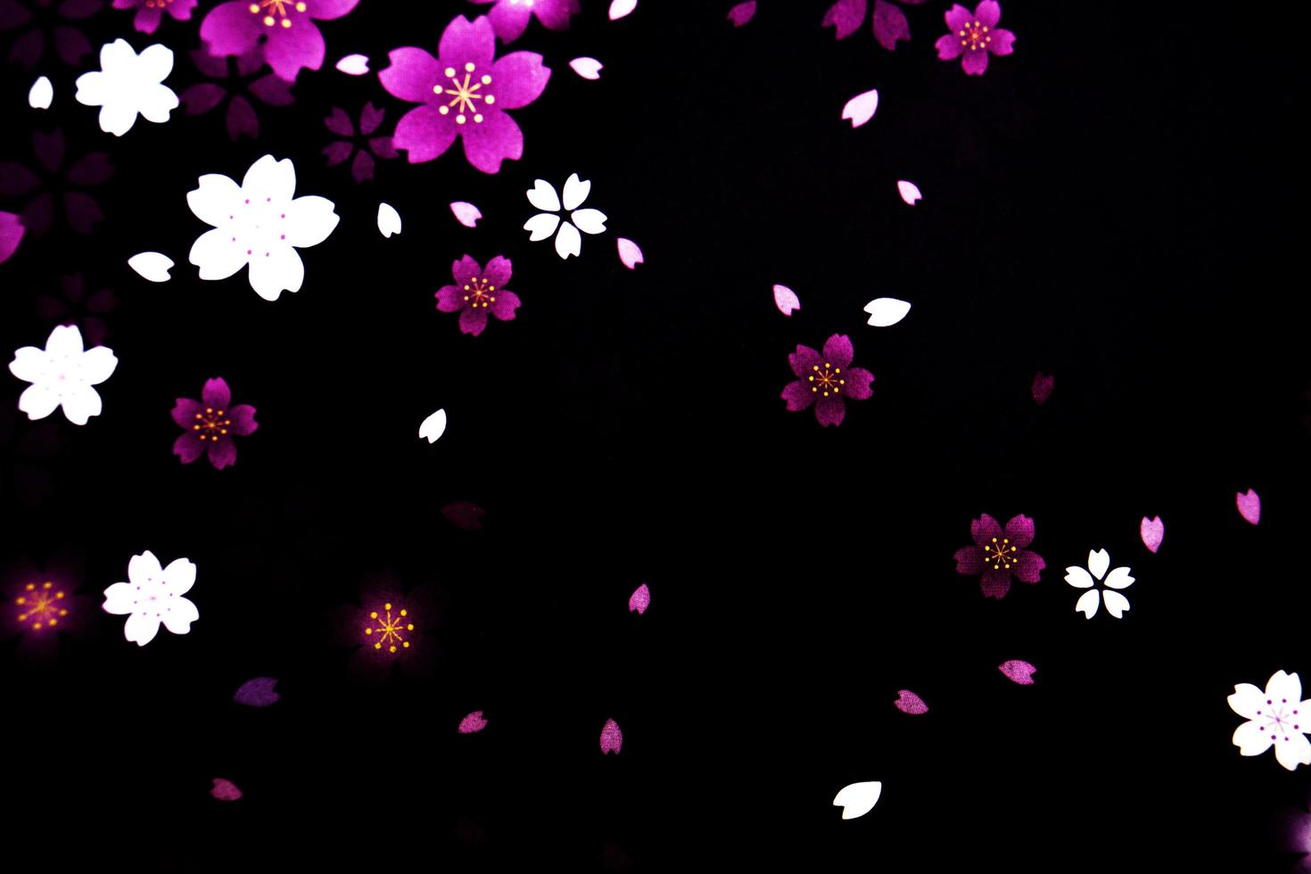 Black background with flower petals photo