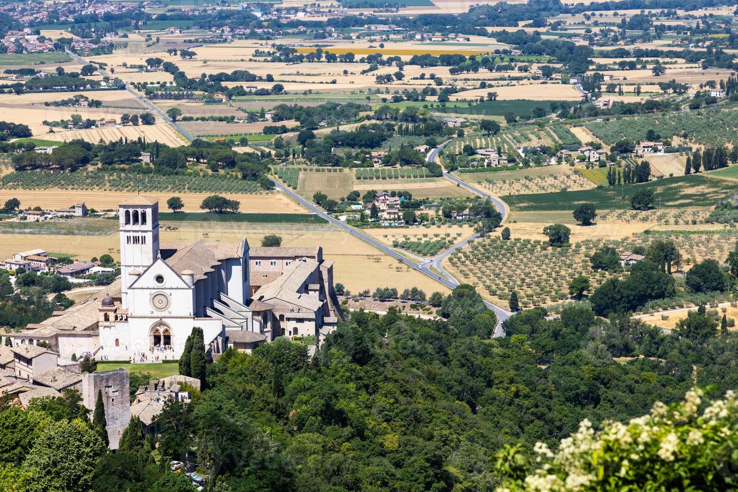 Assisi village in Umbria region, Italy. The town is famous for the most important Italian Basilica dedicated to St. Francis - San Francesco. photo