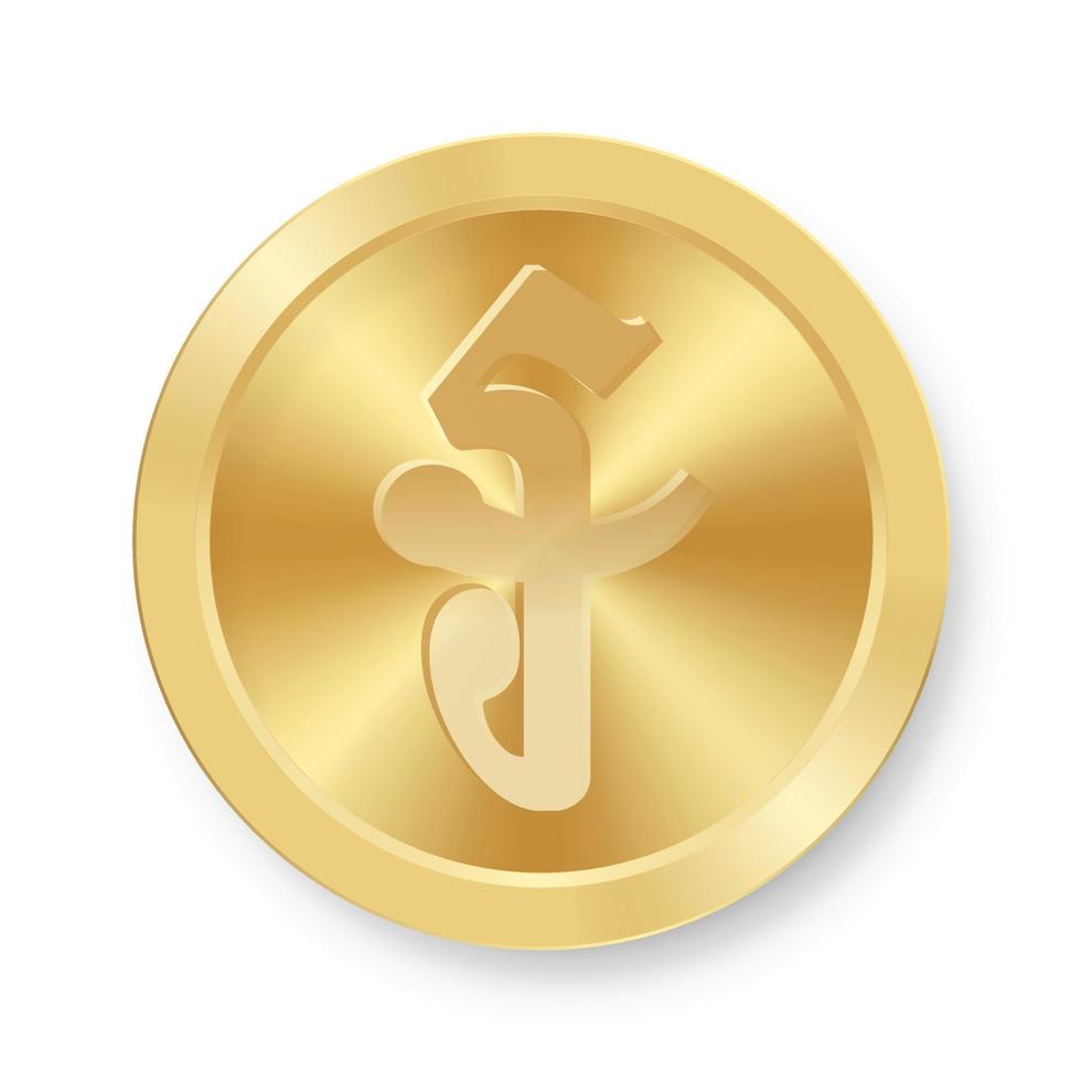 Gold coin of Riel Concept of internet web currency vector