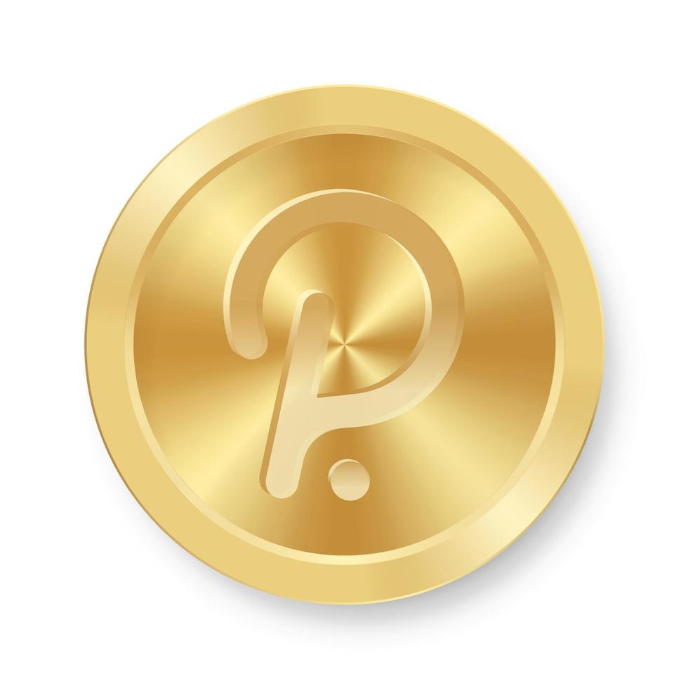 Gold coin of Polkadot Concept of internet cryptocurrency vector