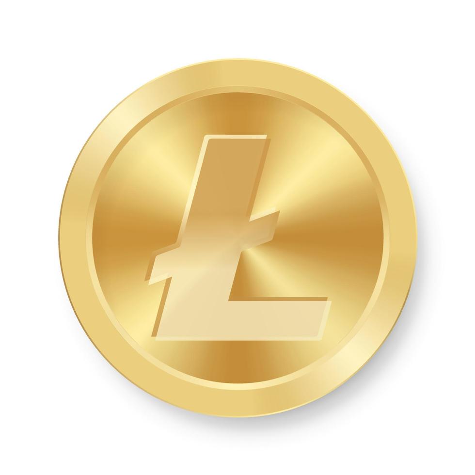 Gold coin of Litecoin Concept of internet web cryptocurrency vector