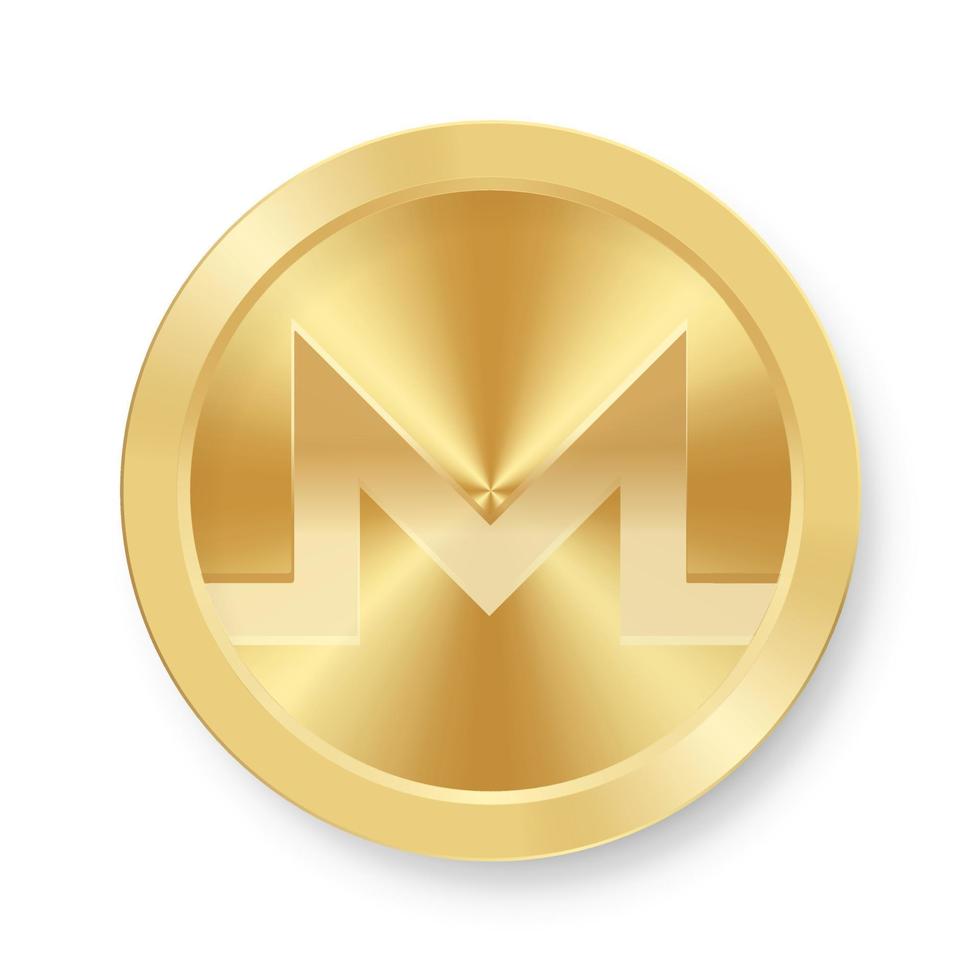 Gold Monero coin Concept of internet web cryptocurrency vector