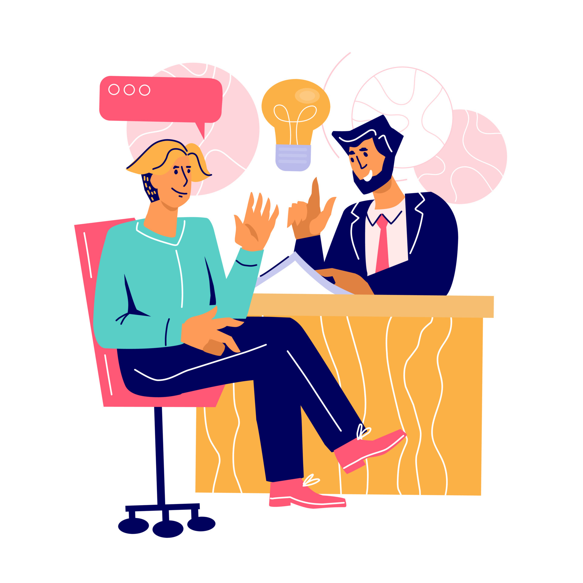 Business meeting negotiations concept with people cartoon characters sit at  table and talking. Discussion transaction terms or deal conclusion,  partnership and collaboration. FLat vector illustration. 7158377 Vector Art  at Vecteezy