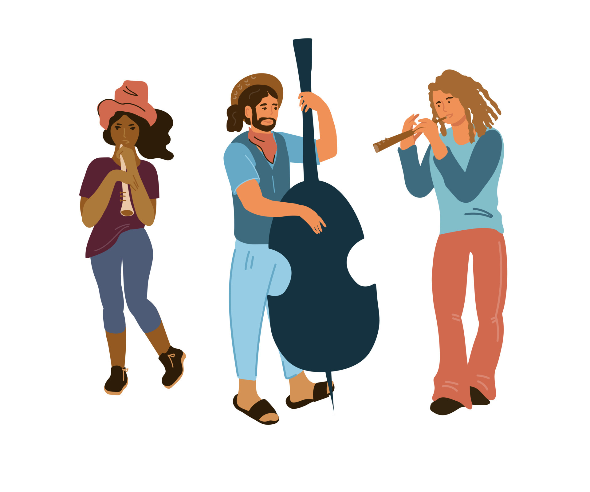 Street musicians group - young people cartoon characters make musical  performance in city streets, flat vector illustration isolated on white  background. Urban roaming artists or performers. 7158402 Vector Art at  Vecteezy