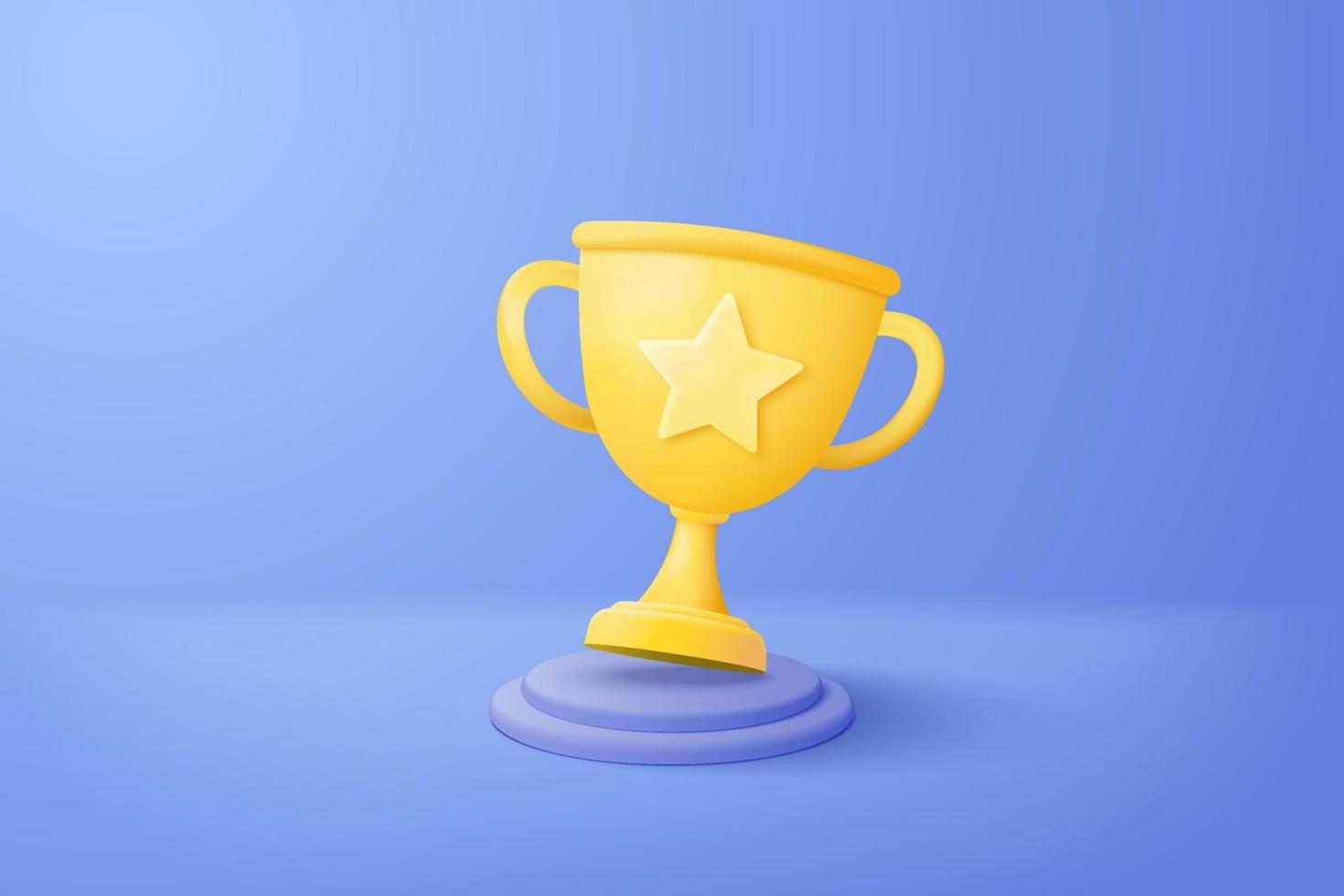 3d winners minimal with golden cup, gold winners stars on podium background. Award ceremony concept on pedestal with cartoon style. 3d vector render isolated on pastel background