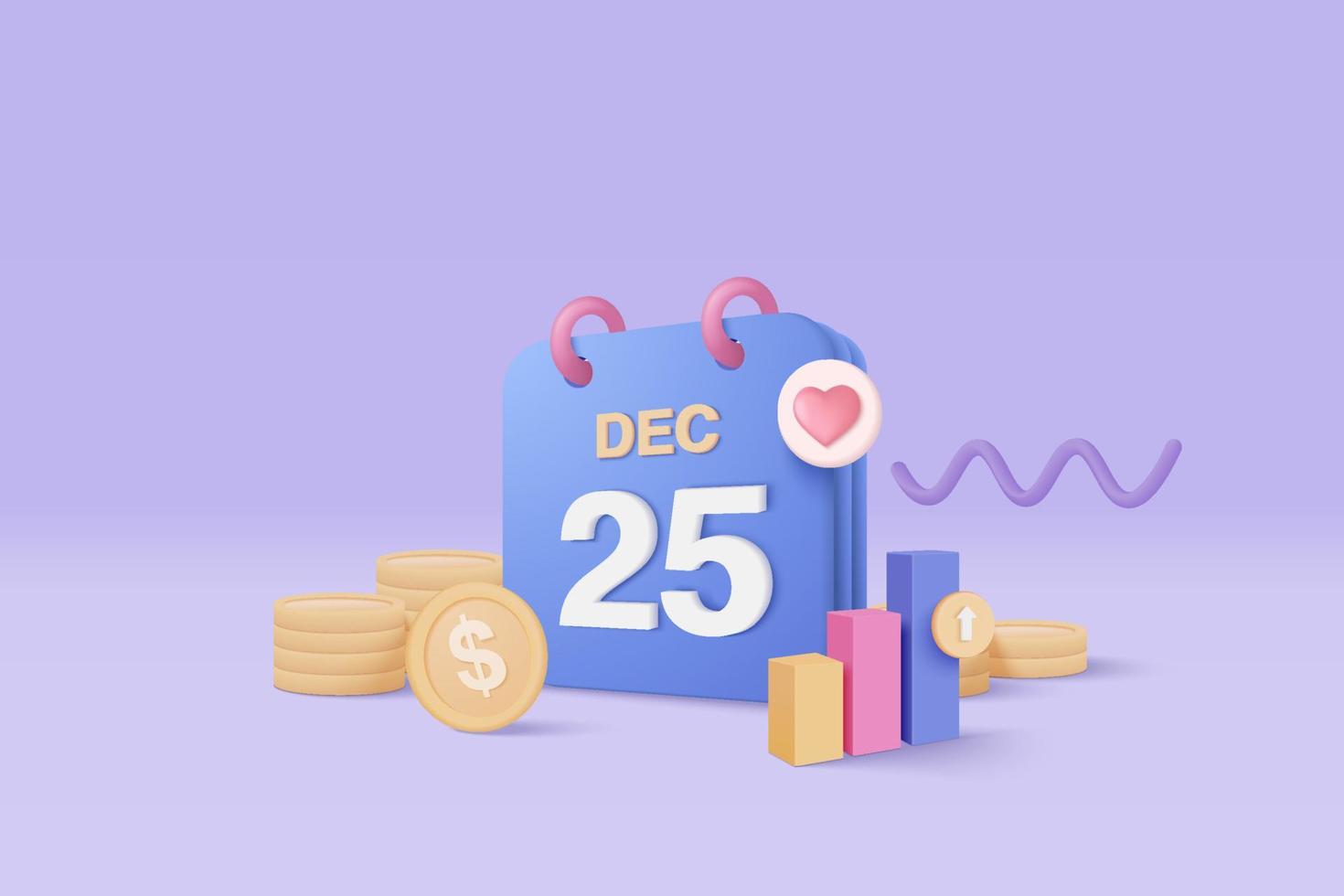 Calendario 3d con fecha marcada para una nueva idea exitosa. excelente fecha de evento empresarial. bajo el concepto de solución creativa en el renderizado vectorial 3d en segundo plano. objetivo 3d para banco, finanzas, inversión, dinero vector