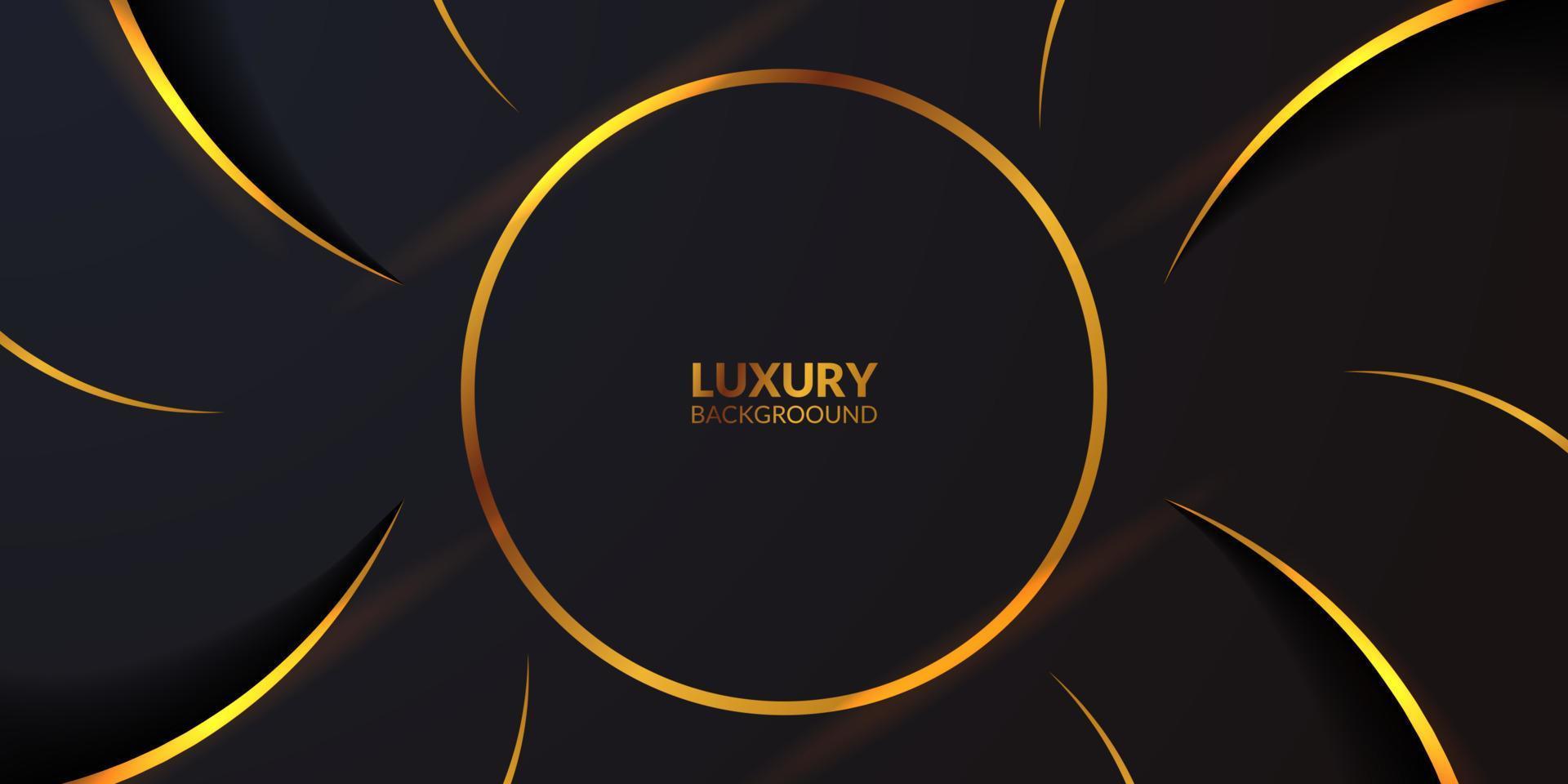 lujo elegante premium negro oscuro con fondo de banner de decoración de acento dorado para la plantilla de premio ganador vector