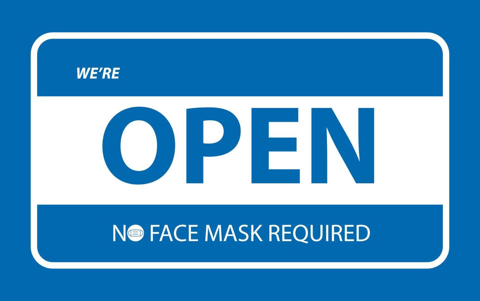 We are open text on blue banner vector