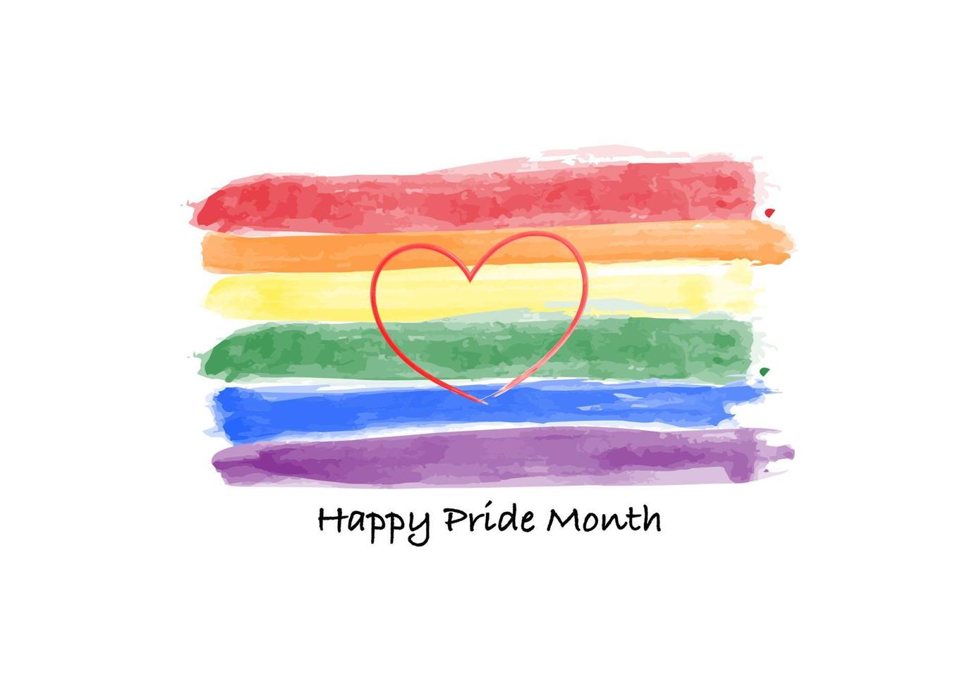 Rainbow flag and heart illustration. Happy pride month. vector