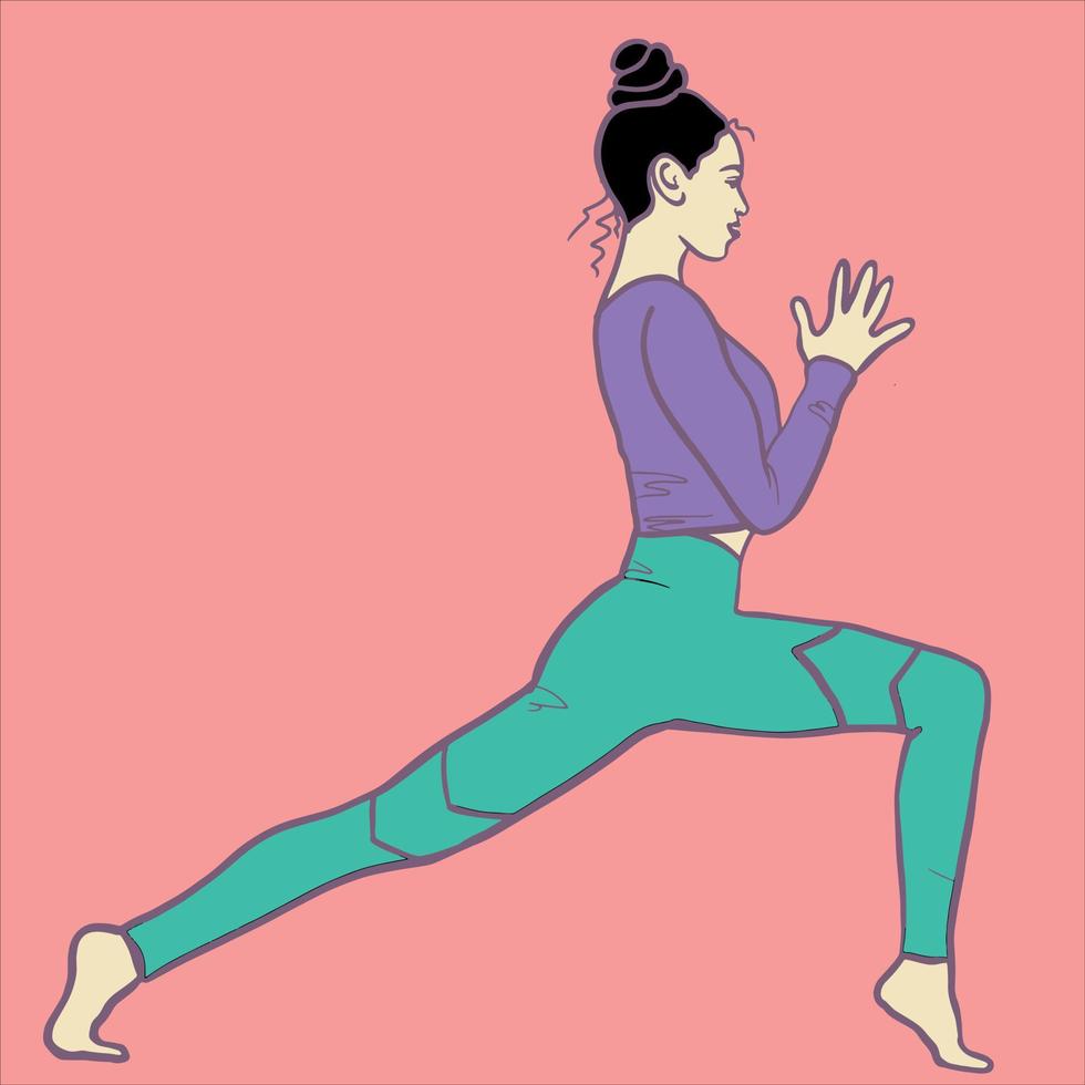 mujer haciendo yoga, asanas de yoga, vector