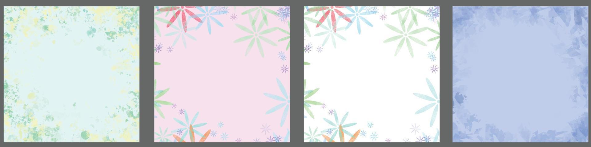 abstract square templates with floral and geometric elements vector