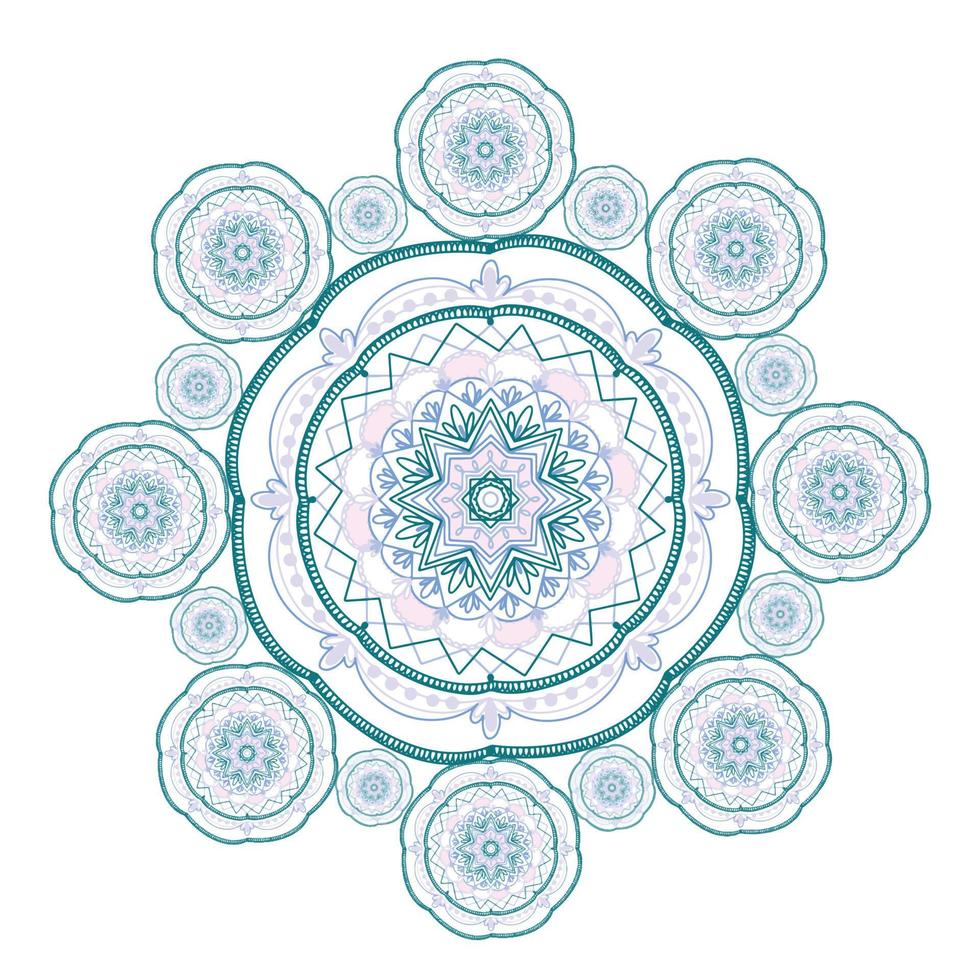 mandala bohemio, elemento étnico, decoración, adorno azul en un círculo, vector