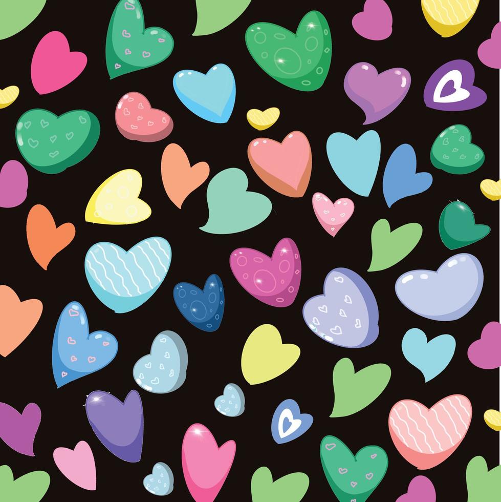 diseño de patrón con corazones de colores. fondo romántico vectorial. ideal para telas, textiles, prendas de vestir vector