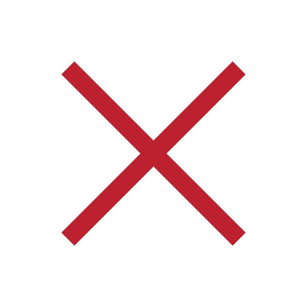 X mark icon for website, presentation vector