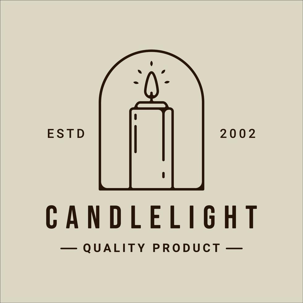 candle logo line art vector simple minimalist illustration template with badge icon graphic design