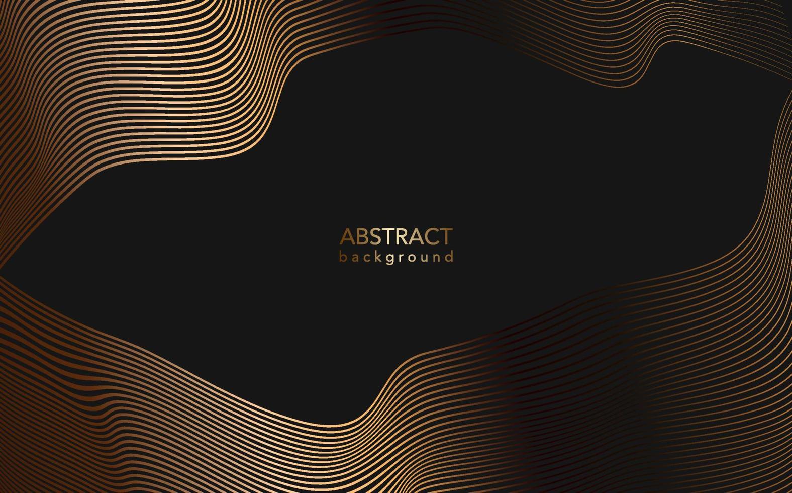 Abstract Template warped horizontal gold Striped Background. Vector curved twisted slanting, waved lines pattern. Brand new style for your business design. Golden retro line pattern graphic on black