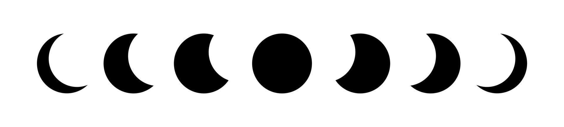 Moon Phases black border frame, wicca banner sign. Triple moon pagan Wiccan goddess symbol, Sacred geometry, wheel of the year, vector isolated on white background