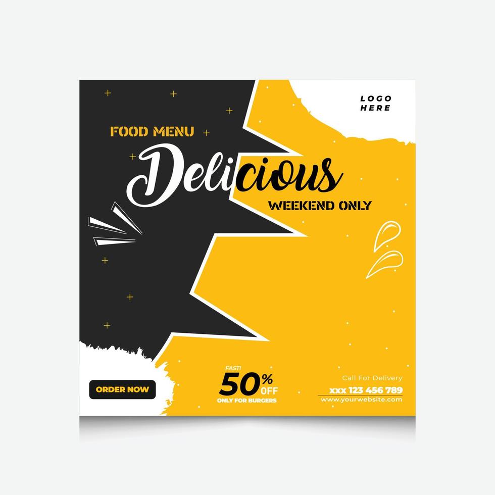 Food menu social media post. Special delicious food menu for restaurant promotion. vector