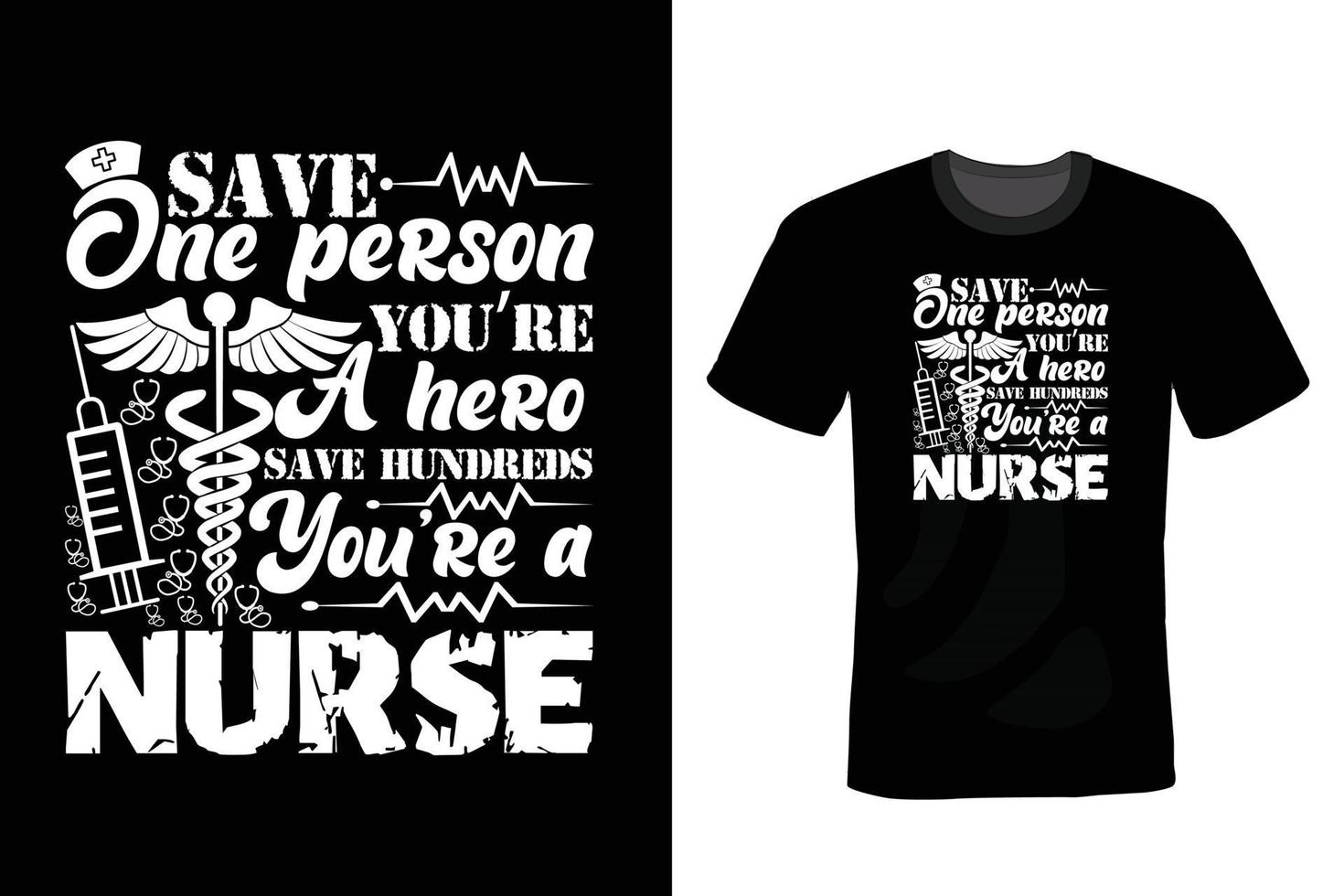 Nurse T shirt design, typography, vintage vector