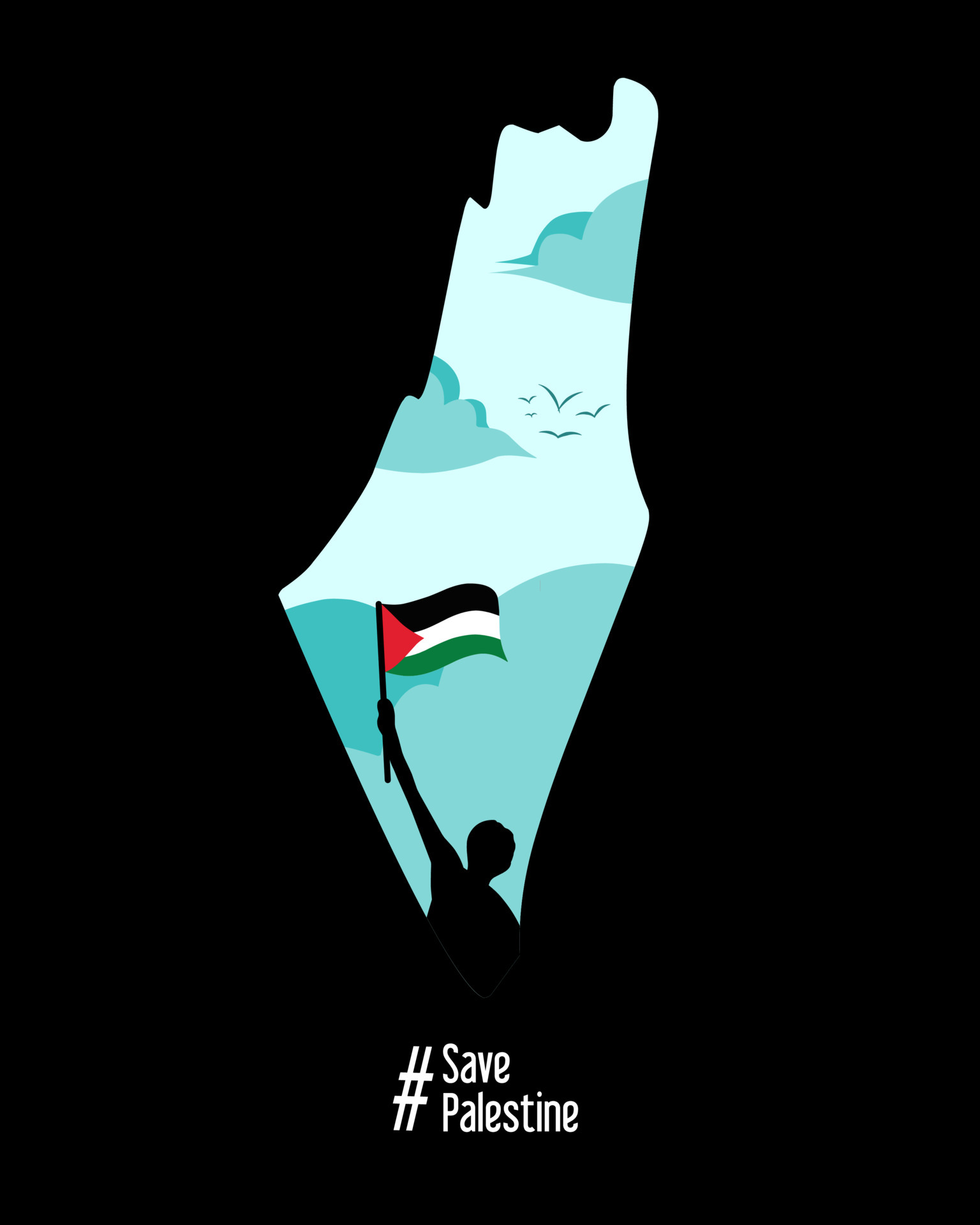 illustration vector graphic of save palestine,map and flag,suitable for