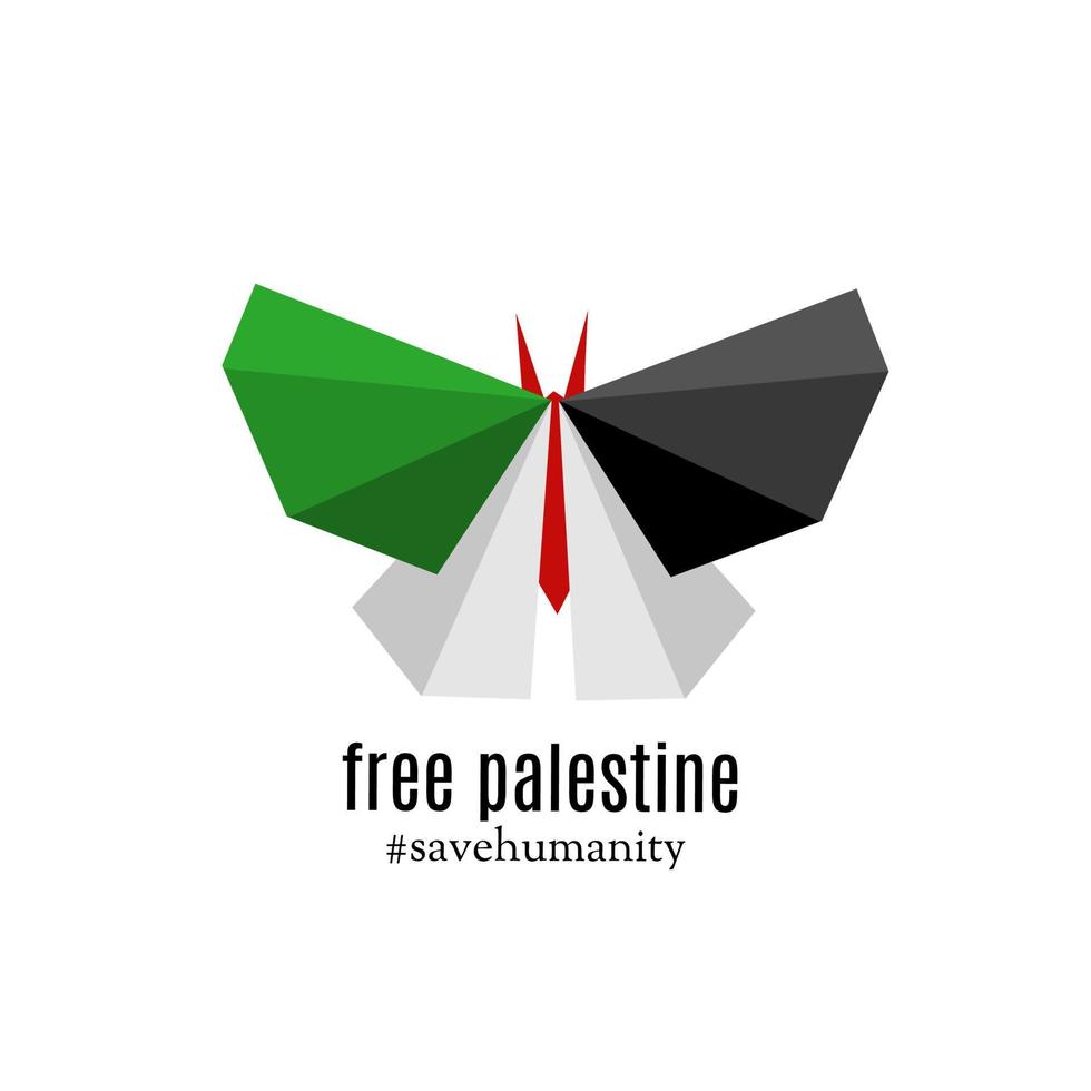 ilustración gráfica vectorial del símbolo de la mariposa, campaña palestina libre, adecuada para pancarta, afiche, etc. vector