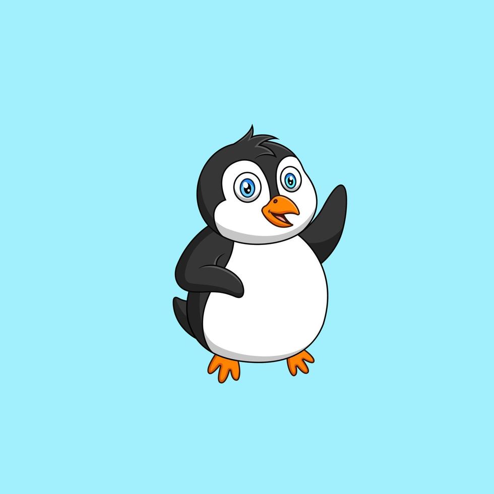 vector de dibujos animados lindo pingüino feliz