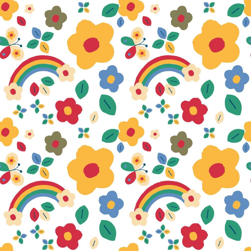 Floral Seamless vector pattern for background, Fabric wrapping paper and others isolated on white background.