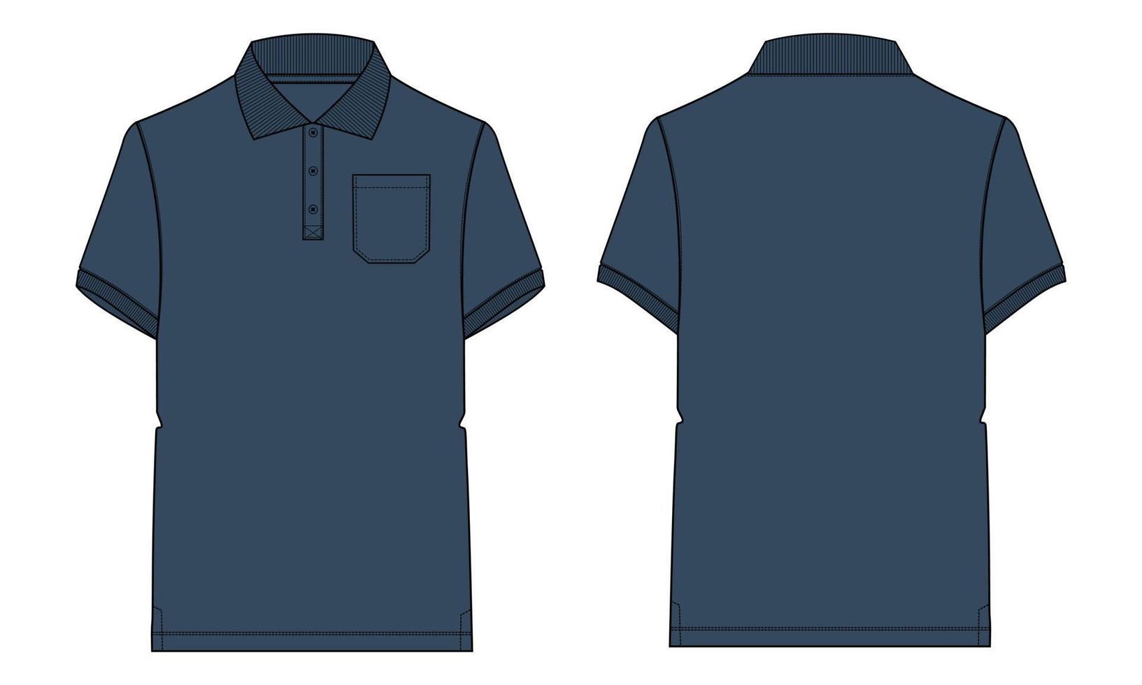 Navy blue polo shirt front back store