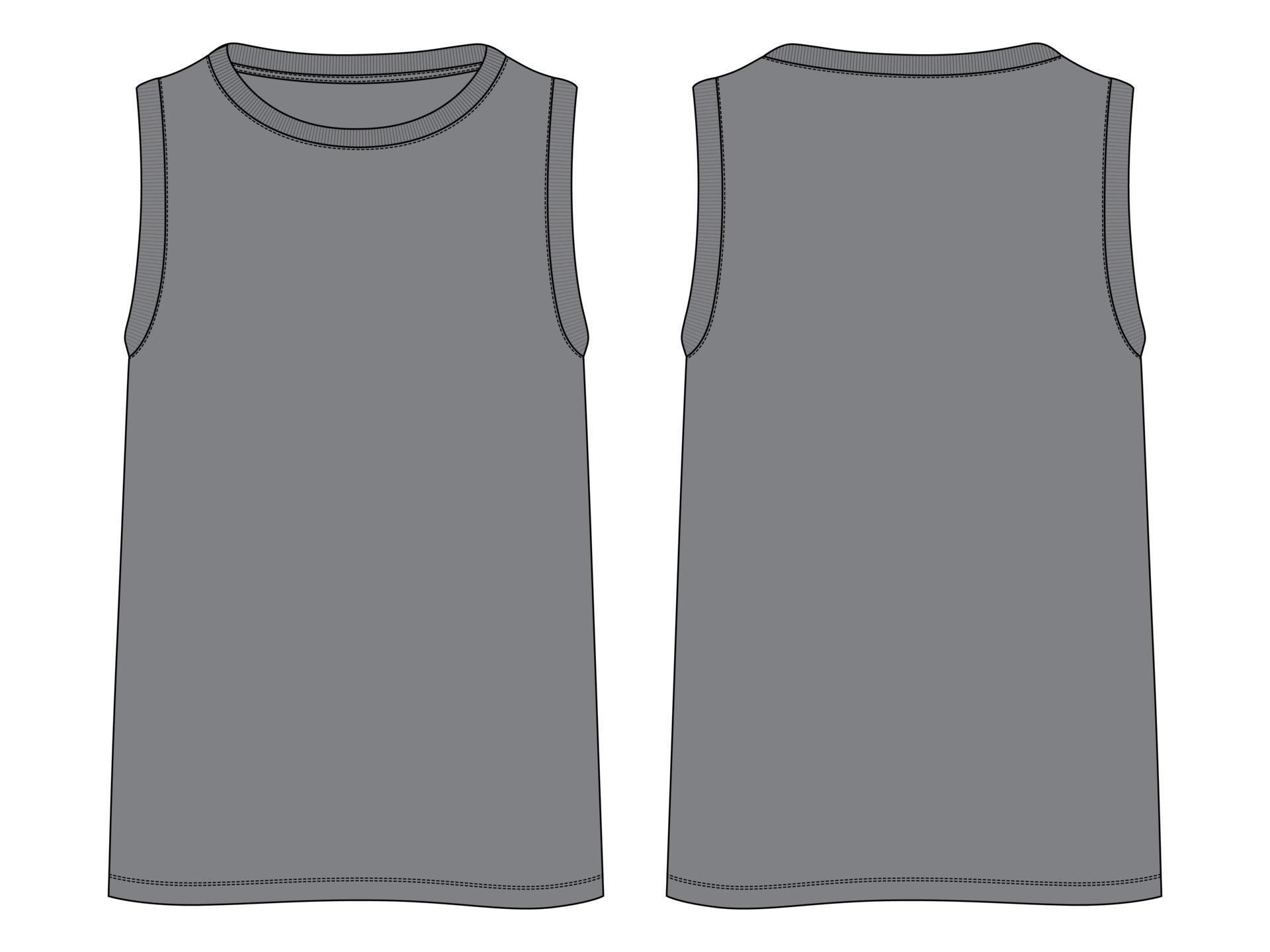 Tank Tops Technical Fashion flat sketch vector illustration Grey Color ...